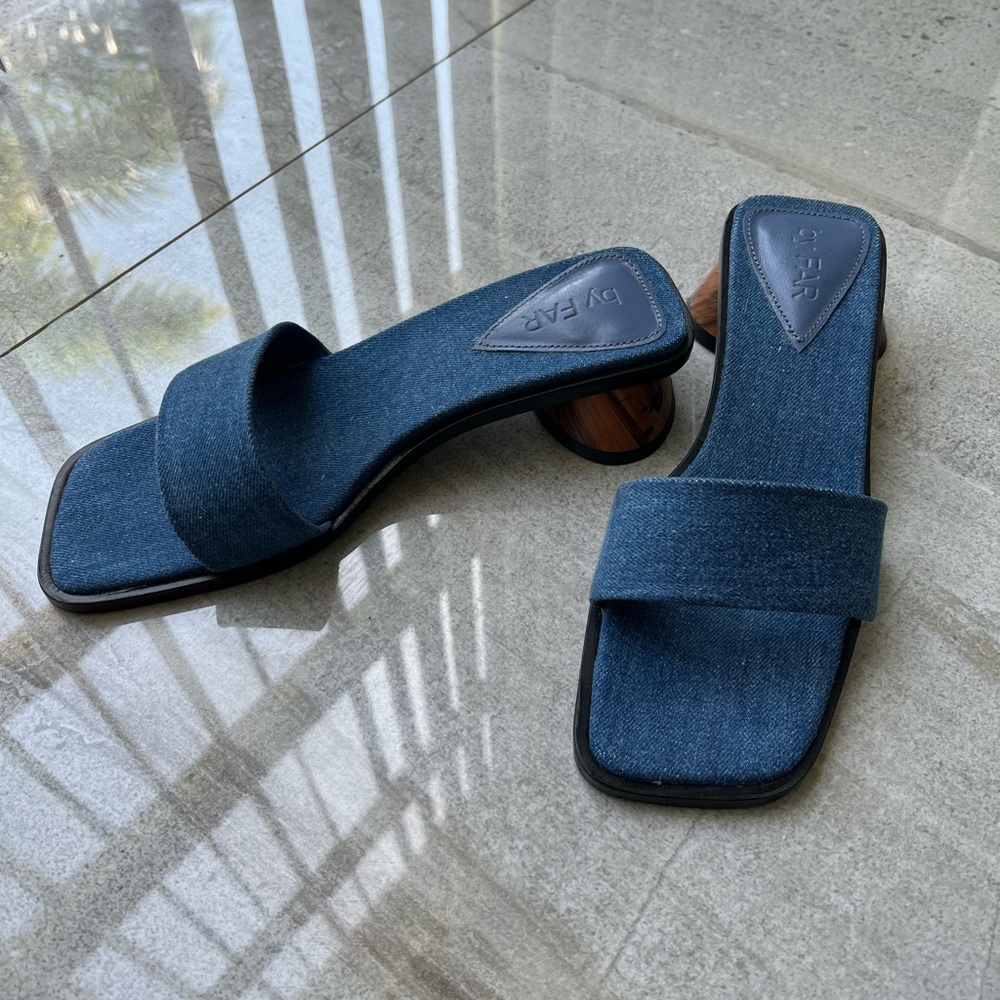 BY FAR Sonia denim mules